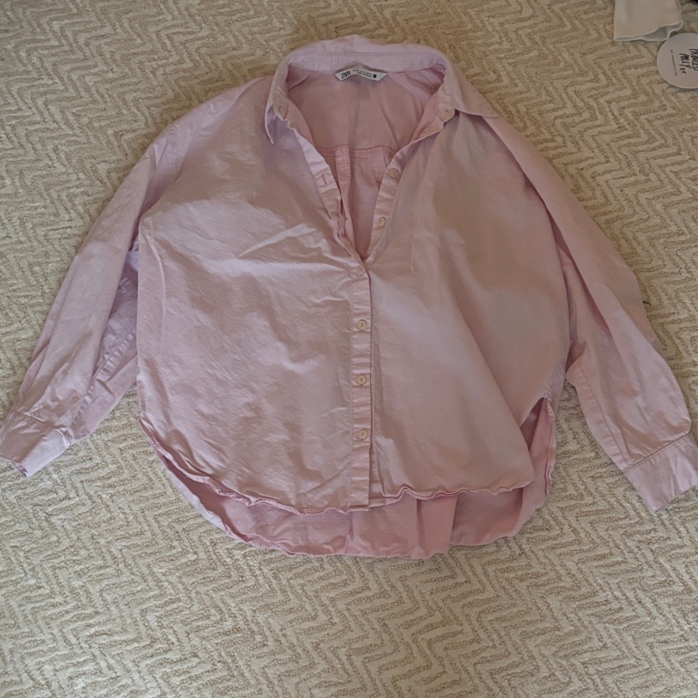 Zara Light Pink Button-Up Shirt
